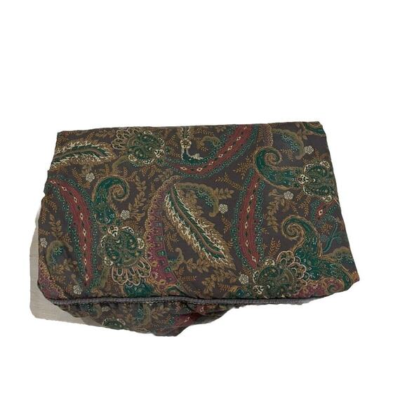 Ralph Lauren Rue Des Artistes King Flat Sheet Brown Paisley Piping - Picture 2 of 5